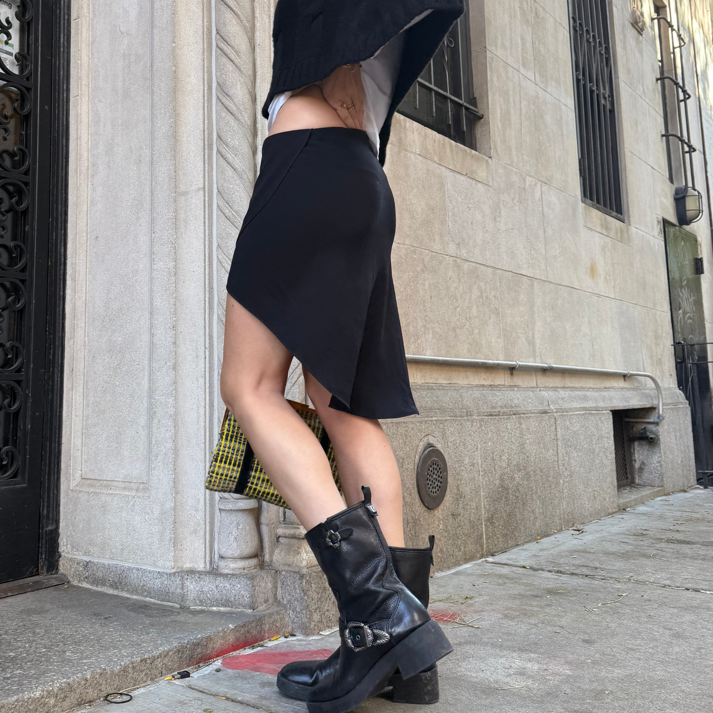 Martha Skirt in Black Birds Crepe