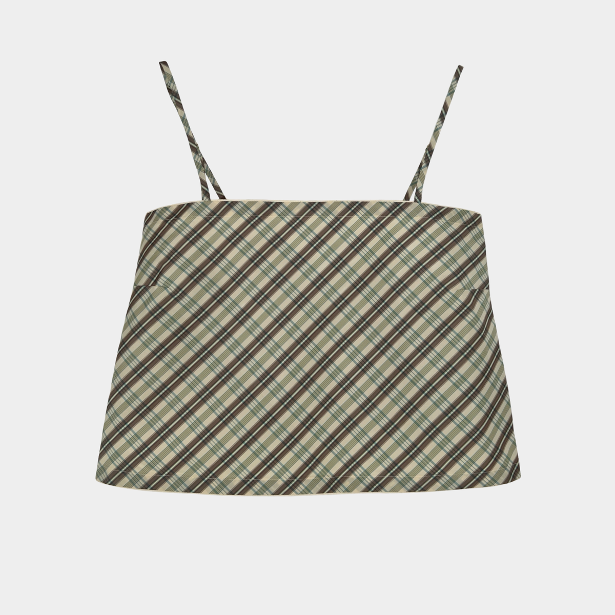 The Bitsy Tank in Dusty Blue & Brown Plaid