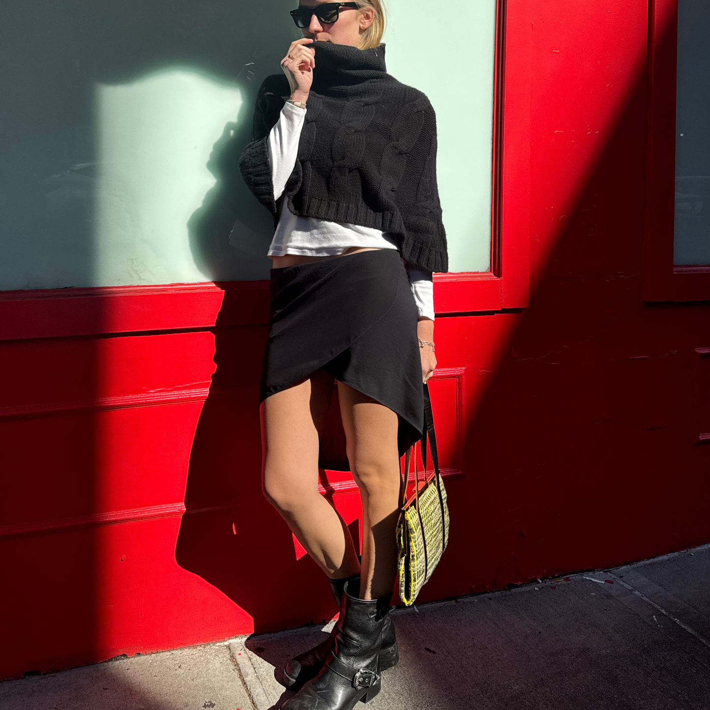 Martha Skirt in Black Birds Crepe