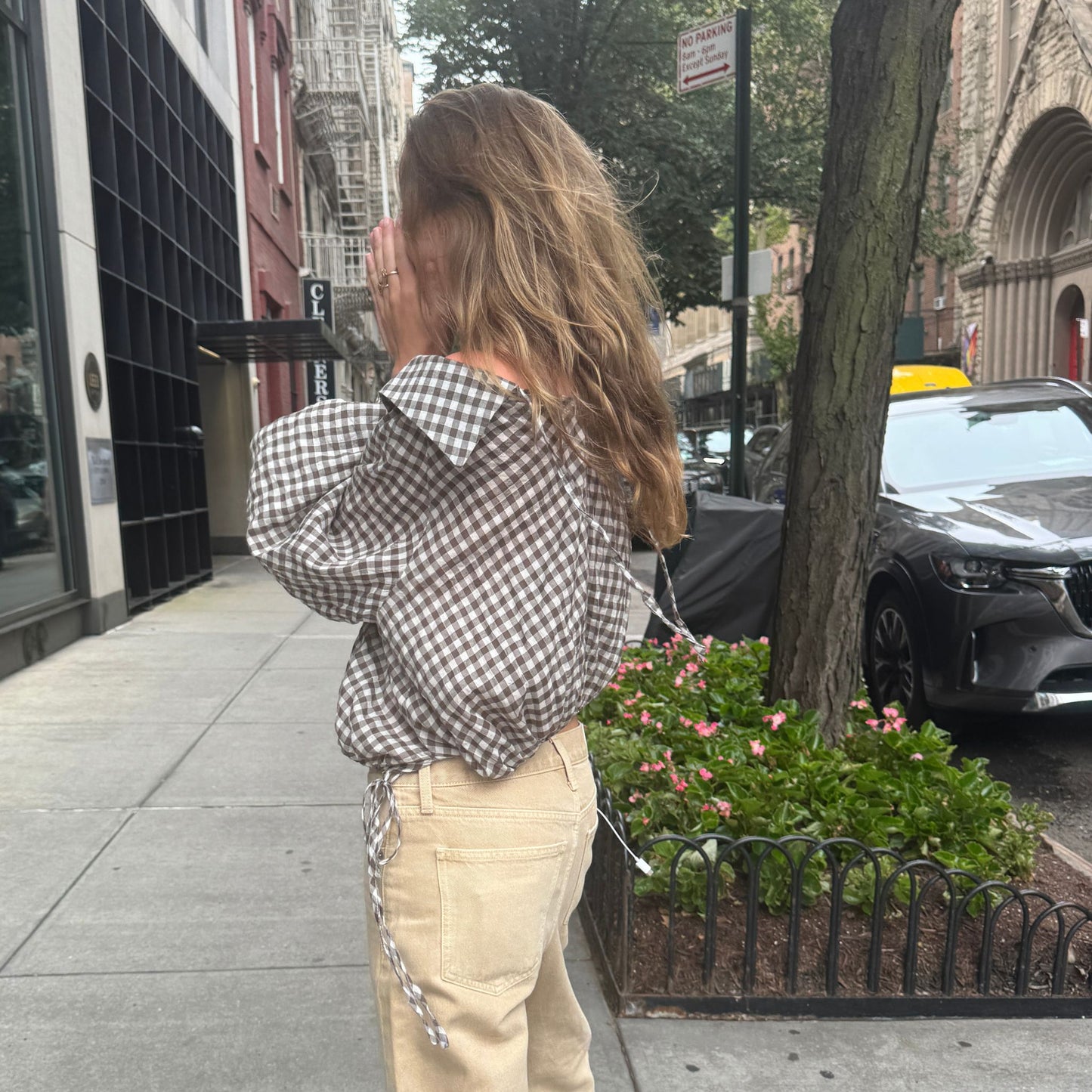 The Gwendolyn Top in Mink Gingham