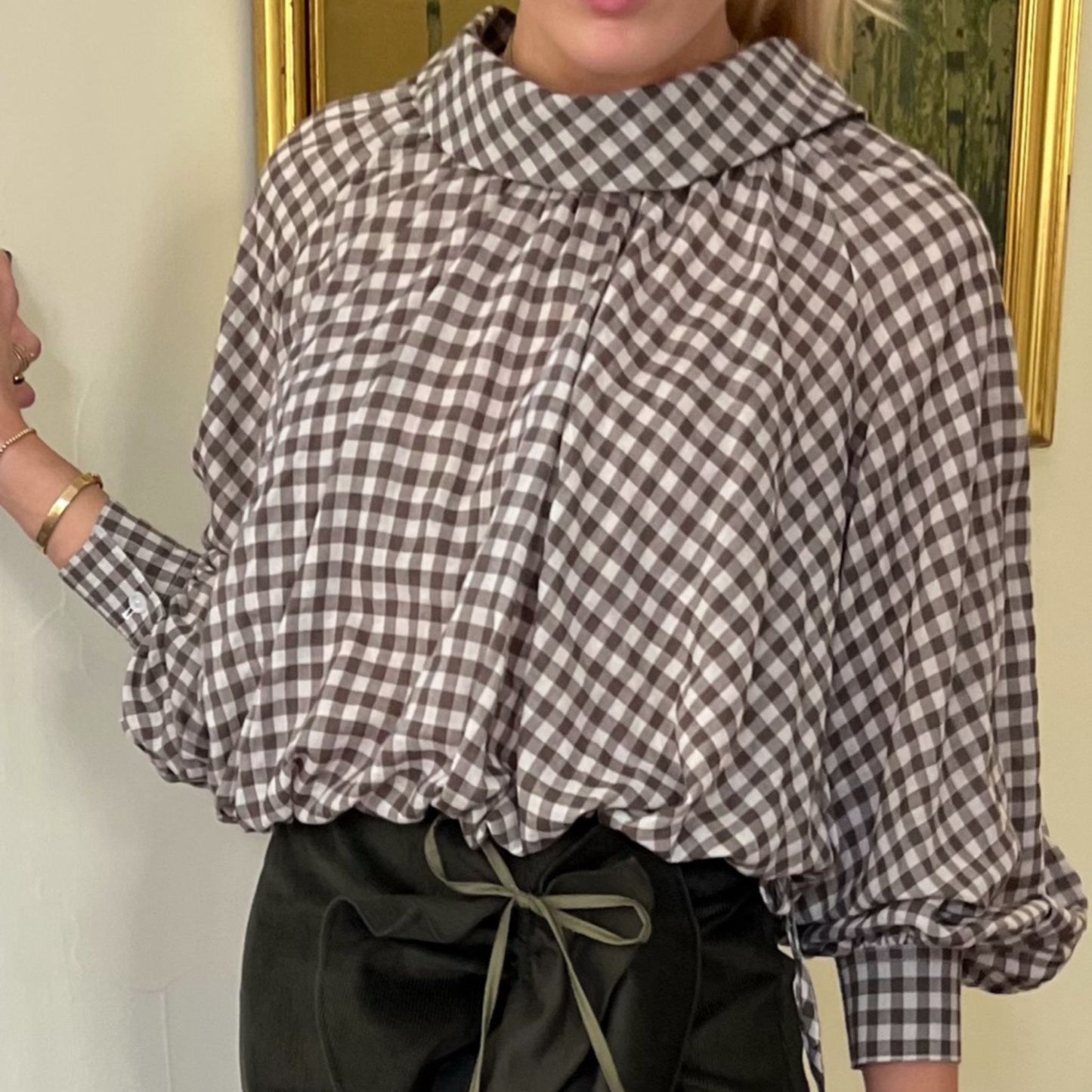 The Gwendolyn Top in Mink Gingham