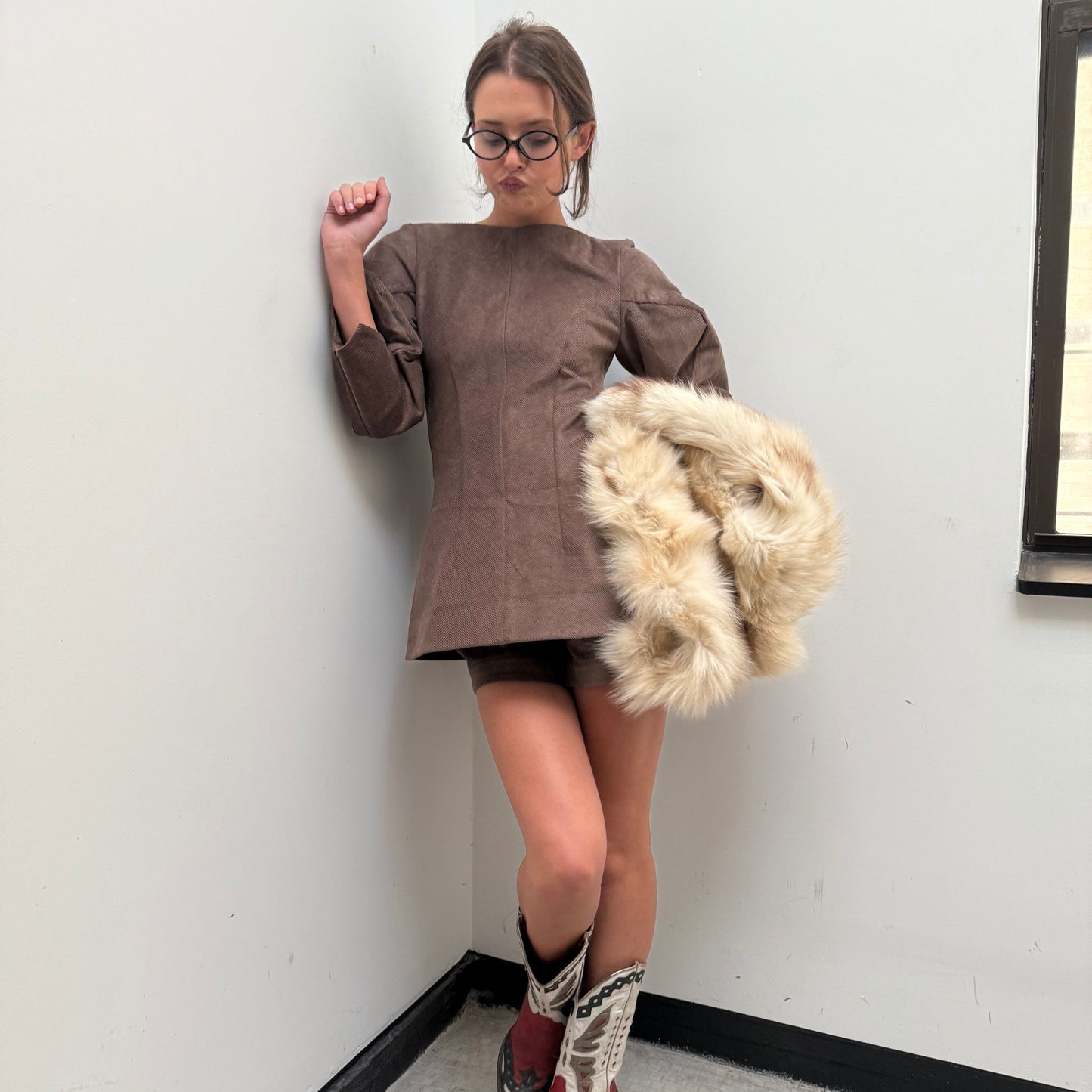 Janice Top in Light Brown Corduroy