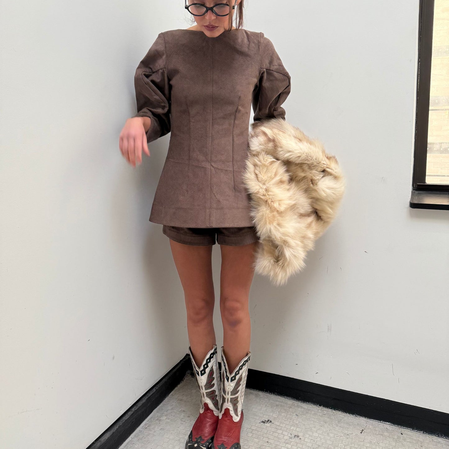 Janice Top in Light Brown Corduroy