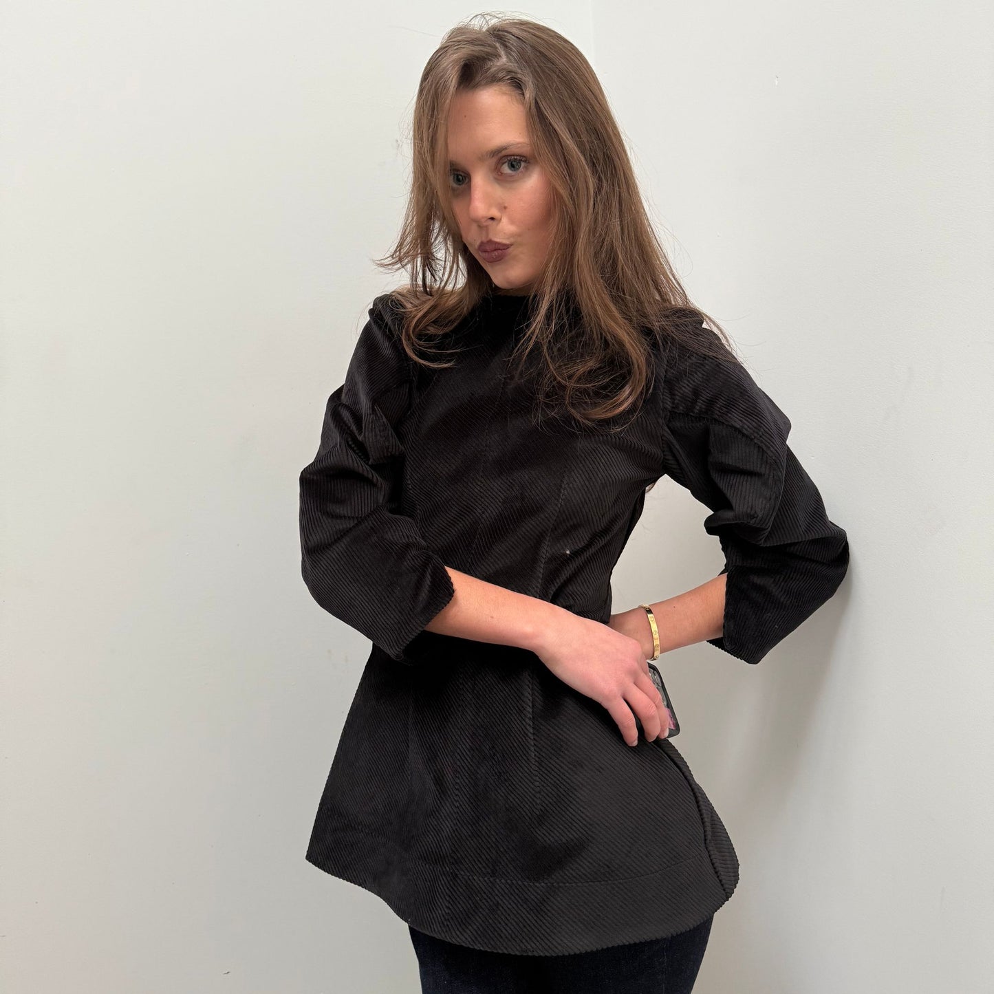 Janice Top in Black Corduroy