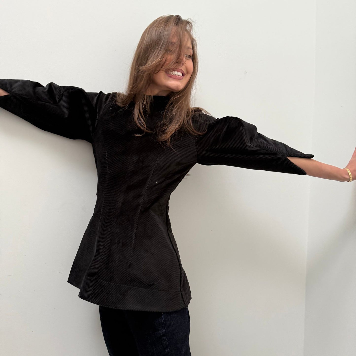 Janice Top in Black Corduroy