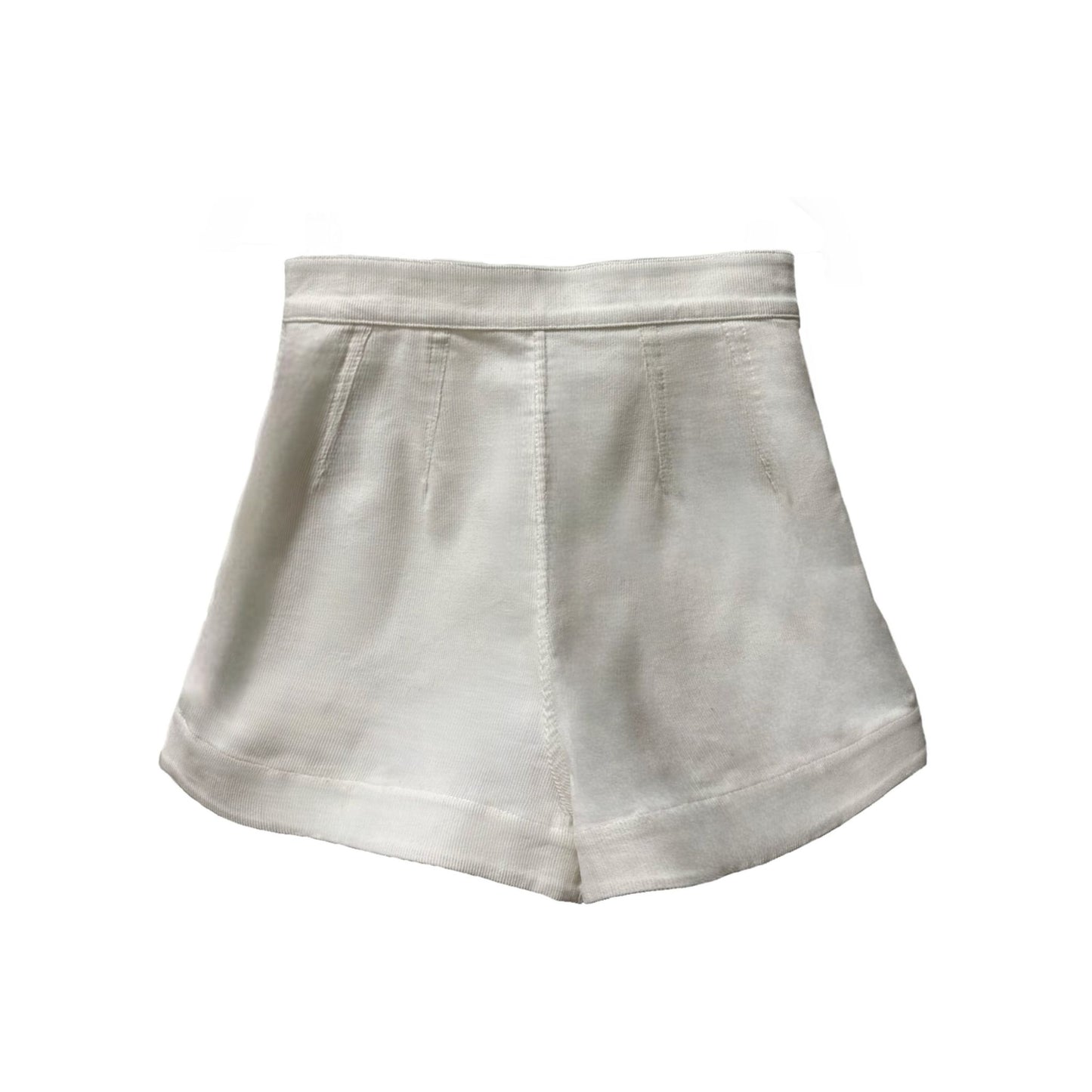 Janice Shorts in White Corduroy