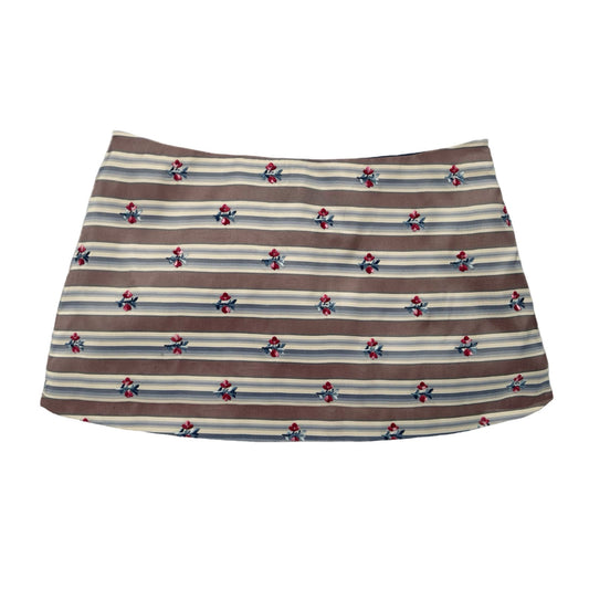 Ava Mini Skirt in Striped Floral Taffeta
