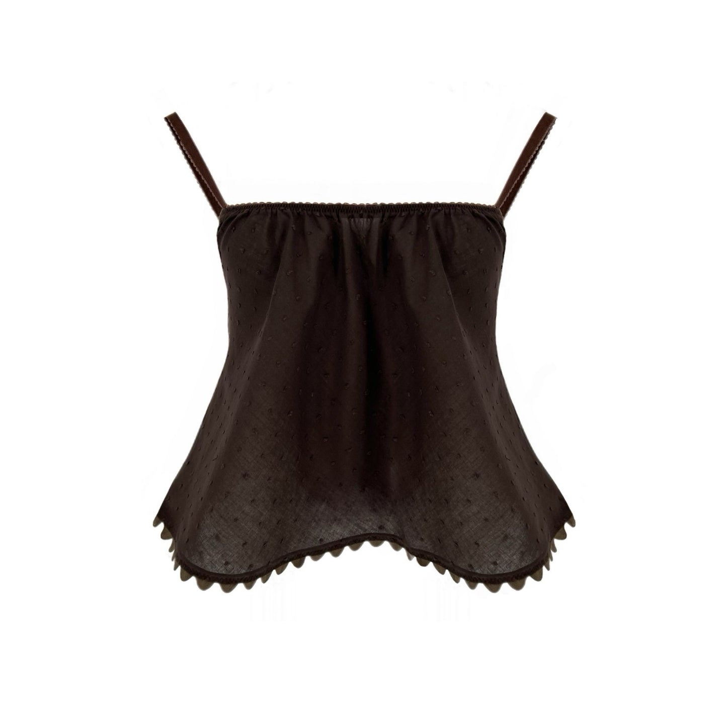 The Perfect Tank in Brown Swiss Dot Cotton