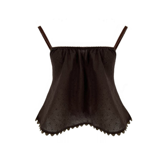 The Perfect Tank in Brown Swiss Dot Cotton