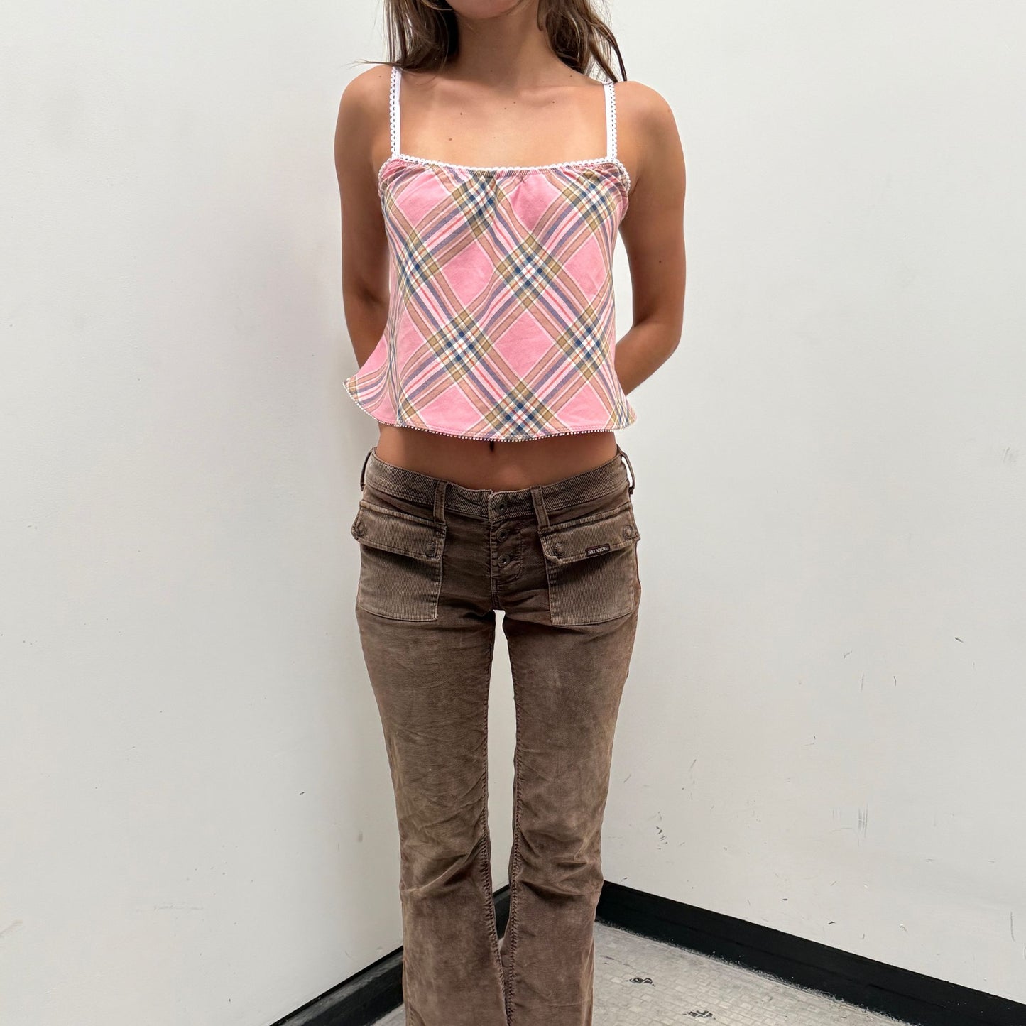 The Perfect Tank in Pink Plaid Cotton