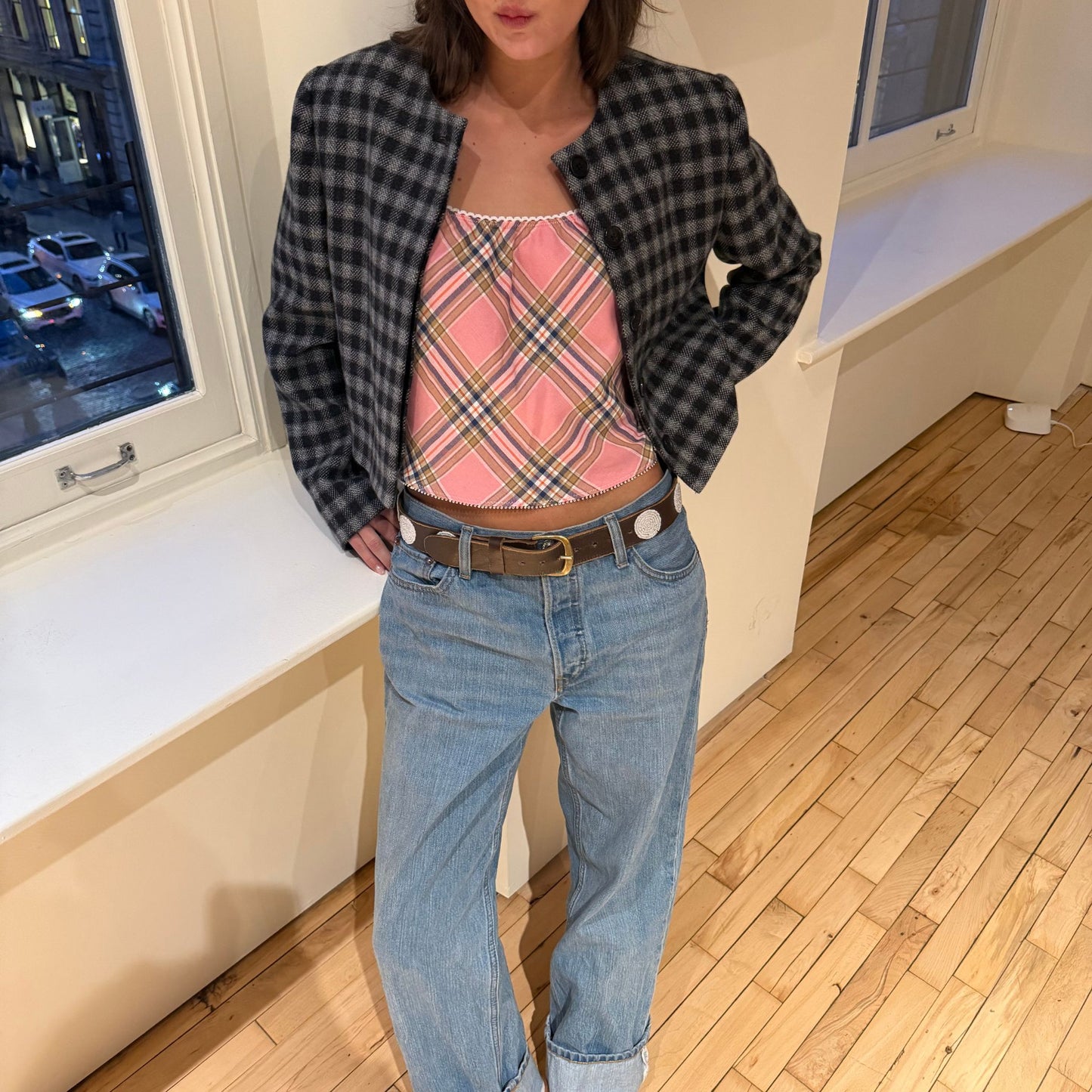 The Perfect Tank in Pink Plaid Cotton