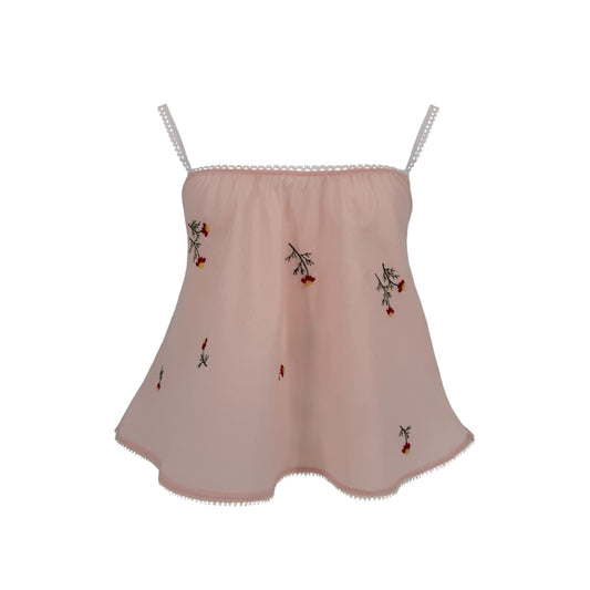 The Perfect Tank in Blush Pink Embroidered Cotton