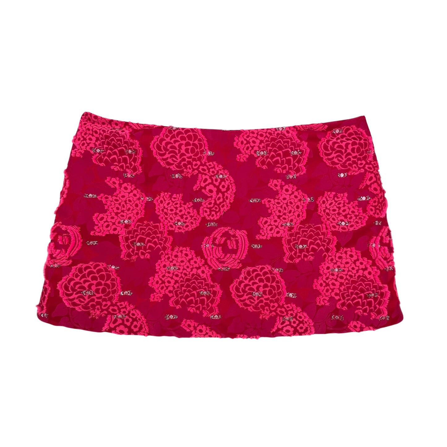 Ava Mini Skirt in Pink Silk Jacquard