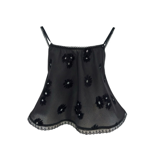 The Perfect Tank in Sheer Black Daisy Jacquard