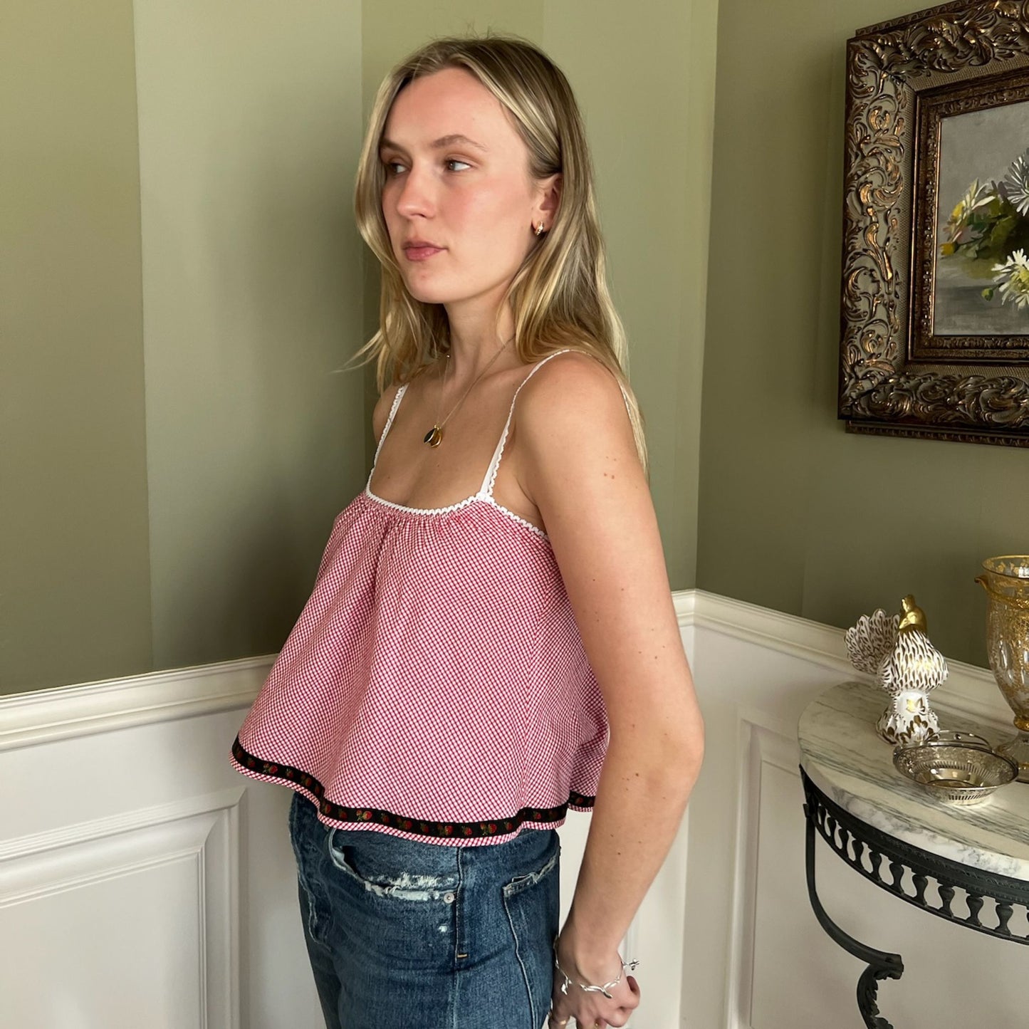 The Perfect Tank In Red Gingham Cotton
