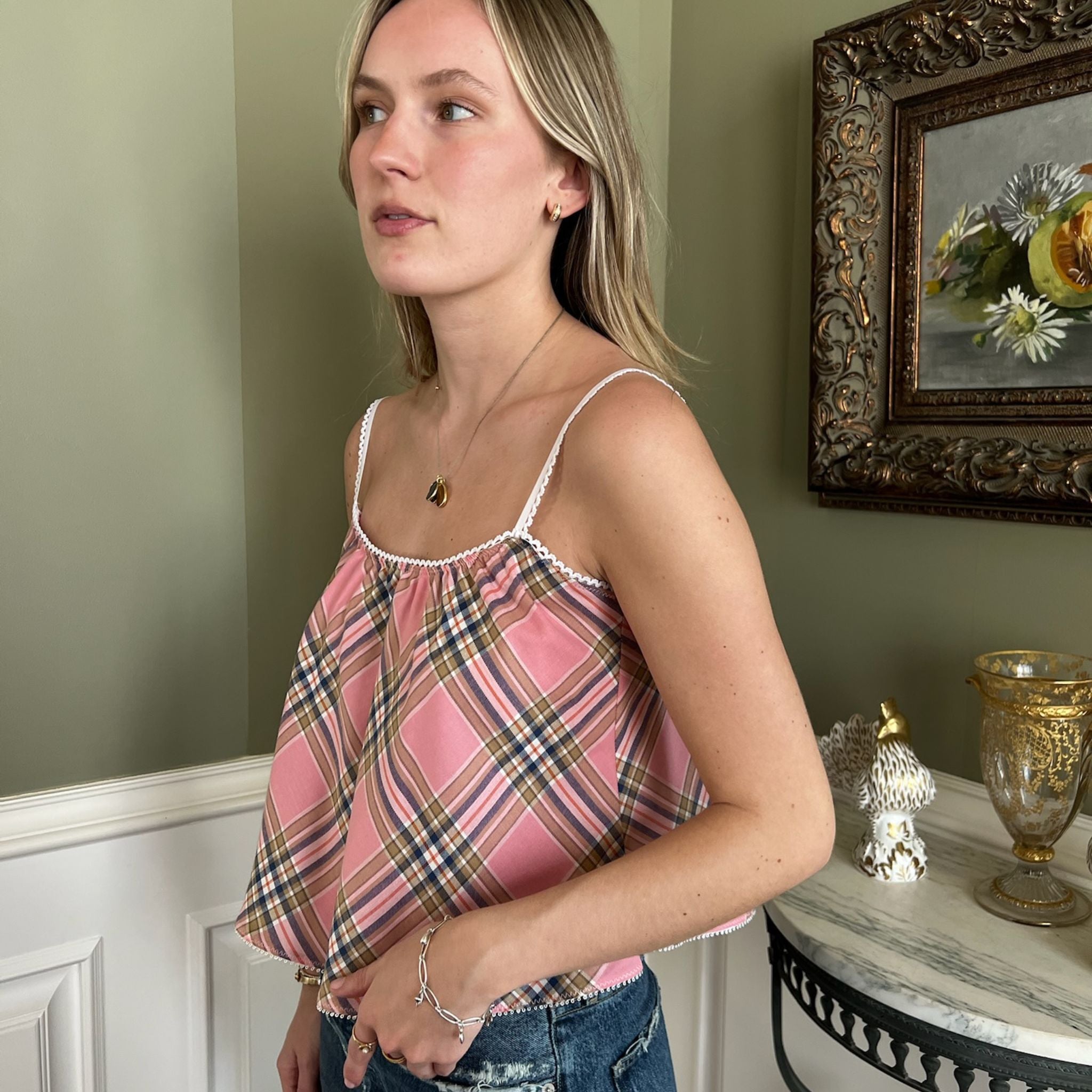 The Perfect Tank in Pink Plaid Cotton – Sheridan and Tish Cox