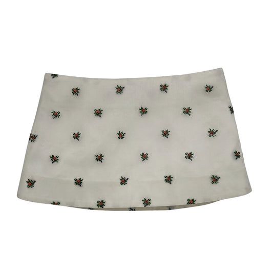 Ava Mini Skirt in Sheer Embroidered Orange Floral
