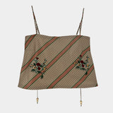The Bitsy Tank in Floral Embroidery Peach Taffeta