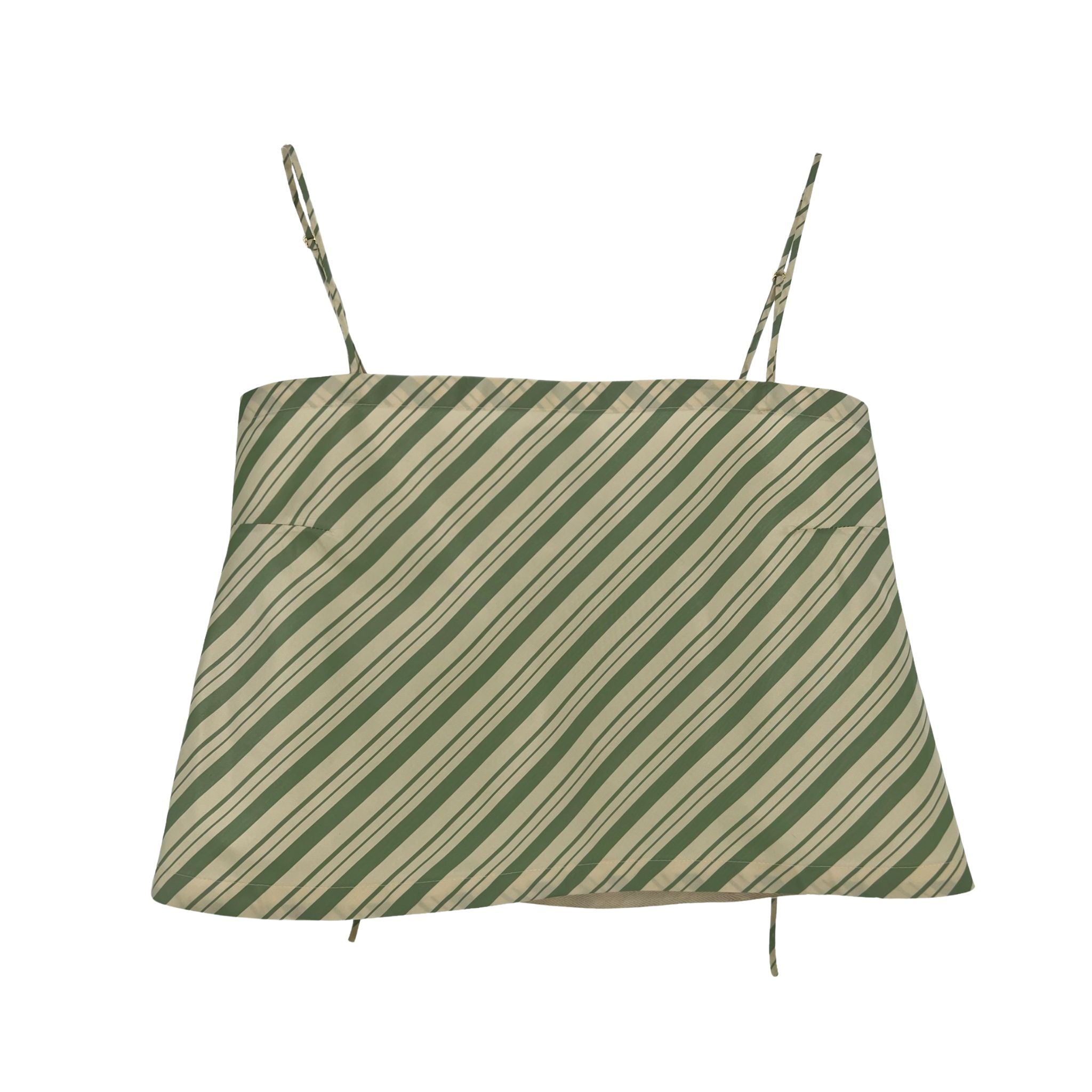 tani The Bitsy Tank in Green Stripe Taffeta – Sheridan and Tish Cox
