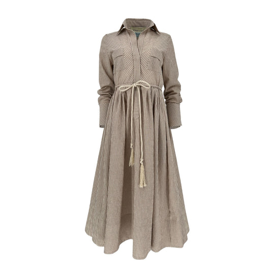 The Rope Dress in Cinnamon Seersucker