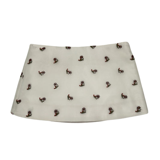 Ava Mini Skirt in Sheer Embroidered Brown Floral