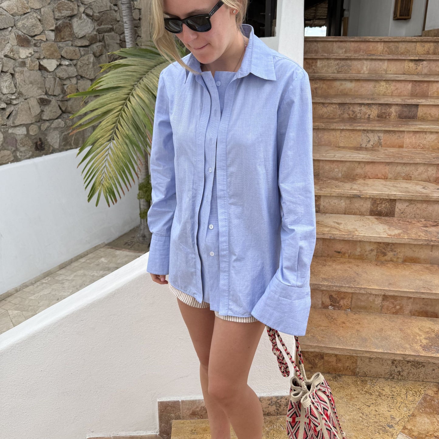 The Charlie Button Down in Sky Blue Poplin