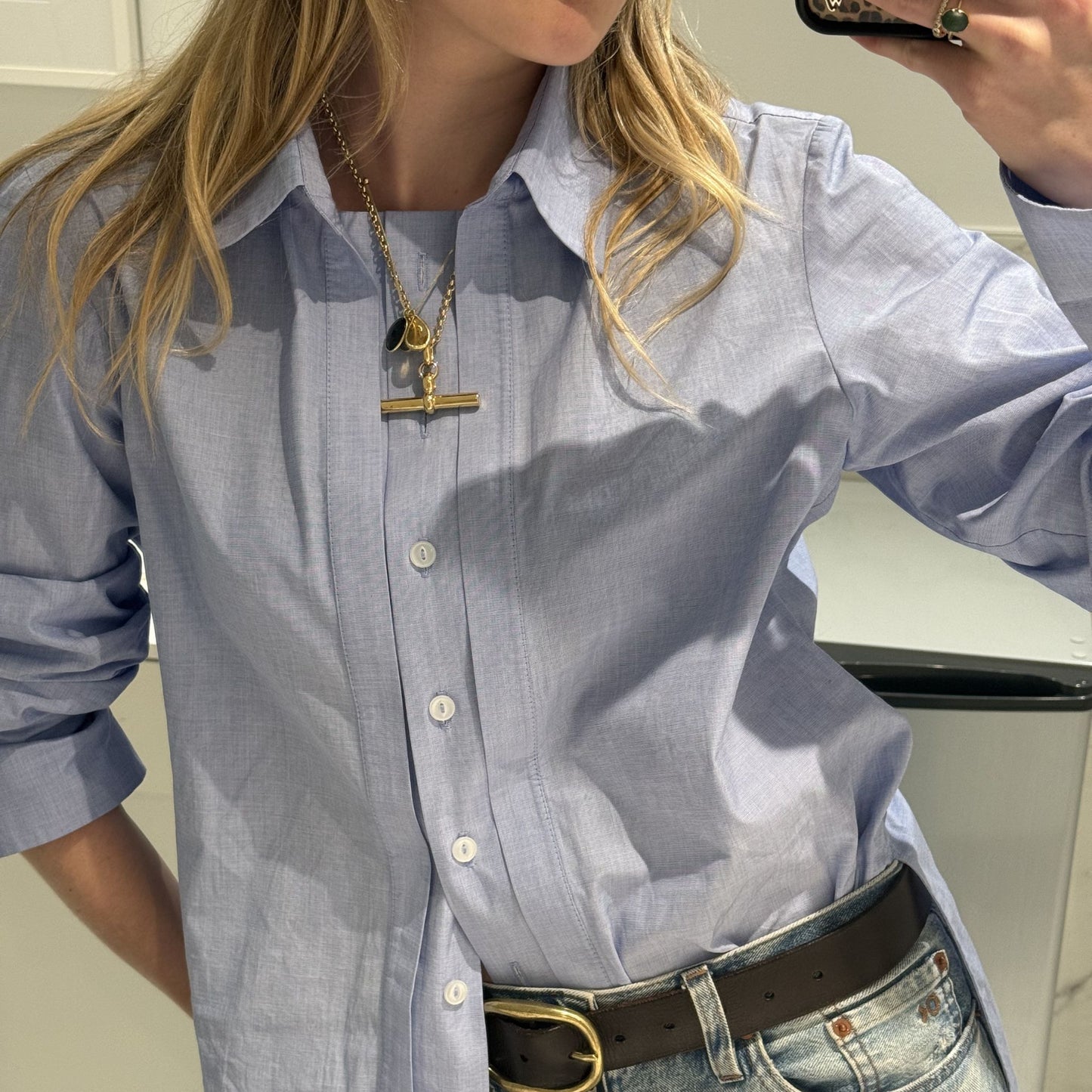 The Charlie Button Down in Sky Blue Poplin