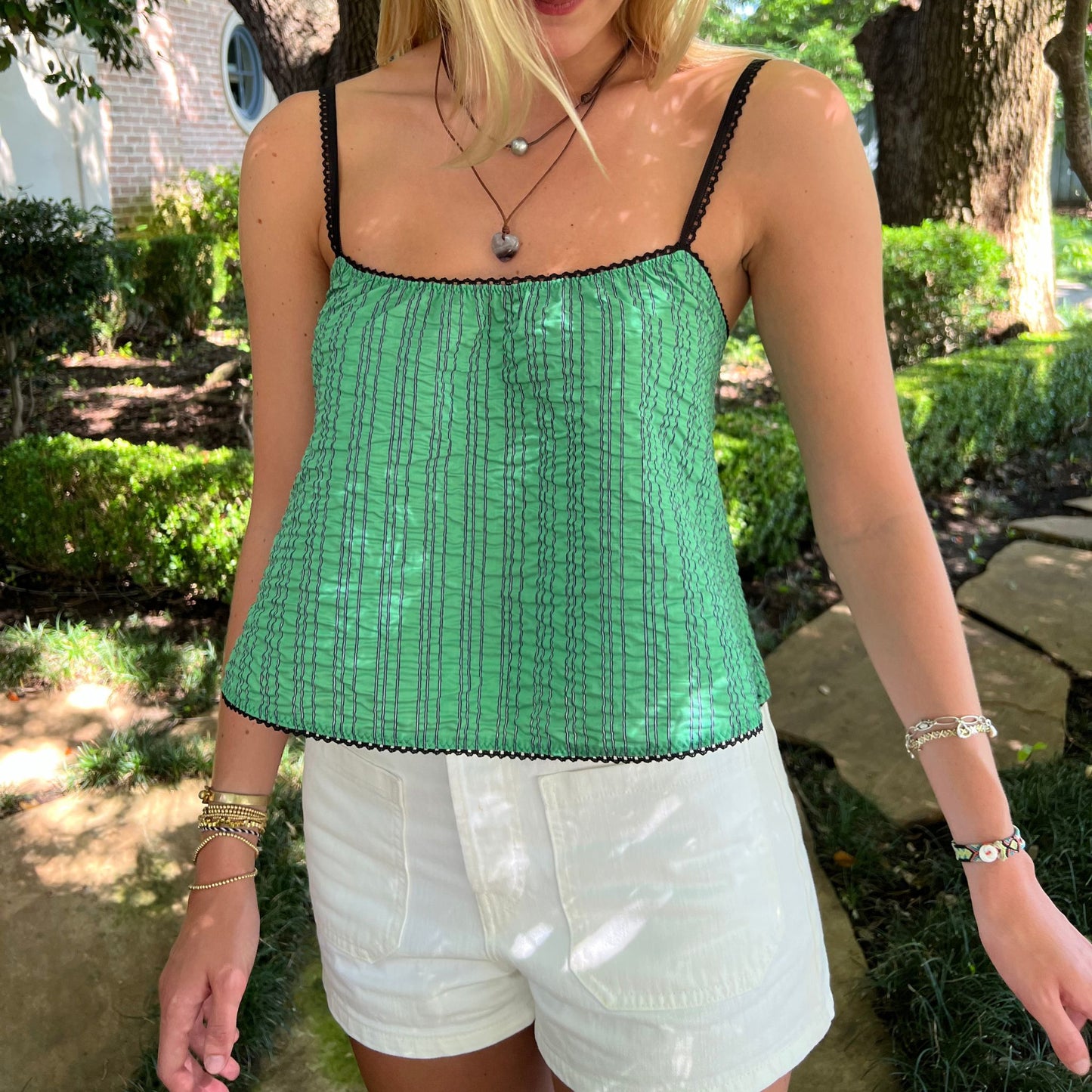 The Perfect Tank in Green Pinstripe