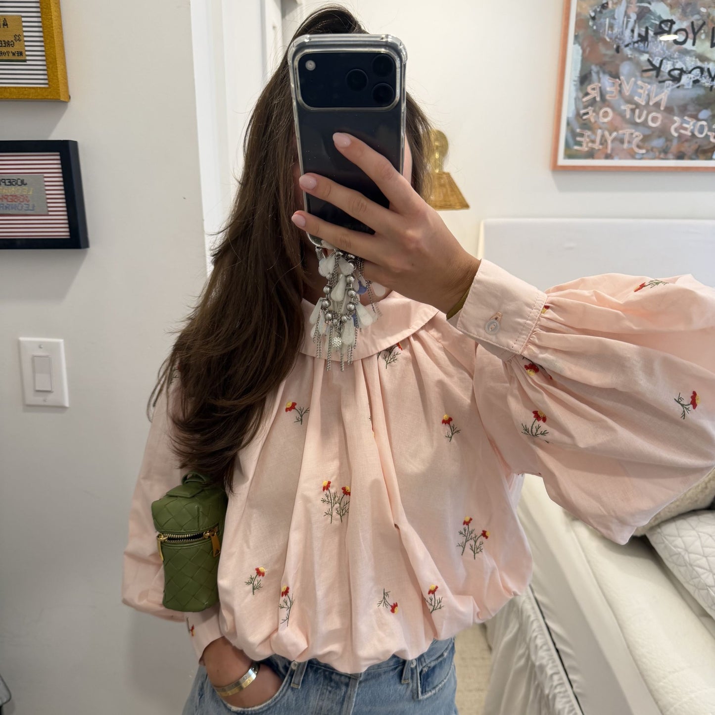 The Gwendolyn in Blush Pink Embroidered Cotton