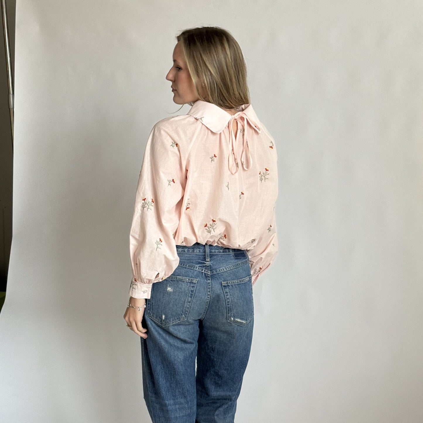 The Gwendolyn in Blush Pink Embroidered Cotton