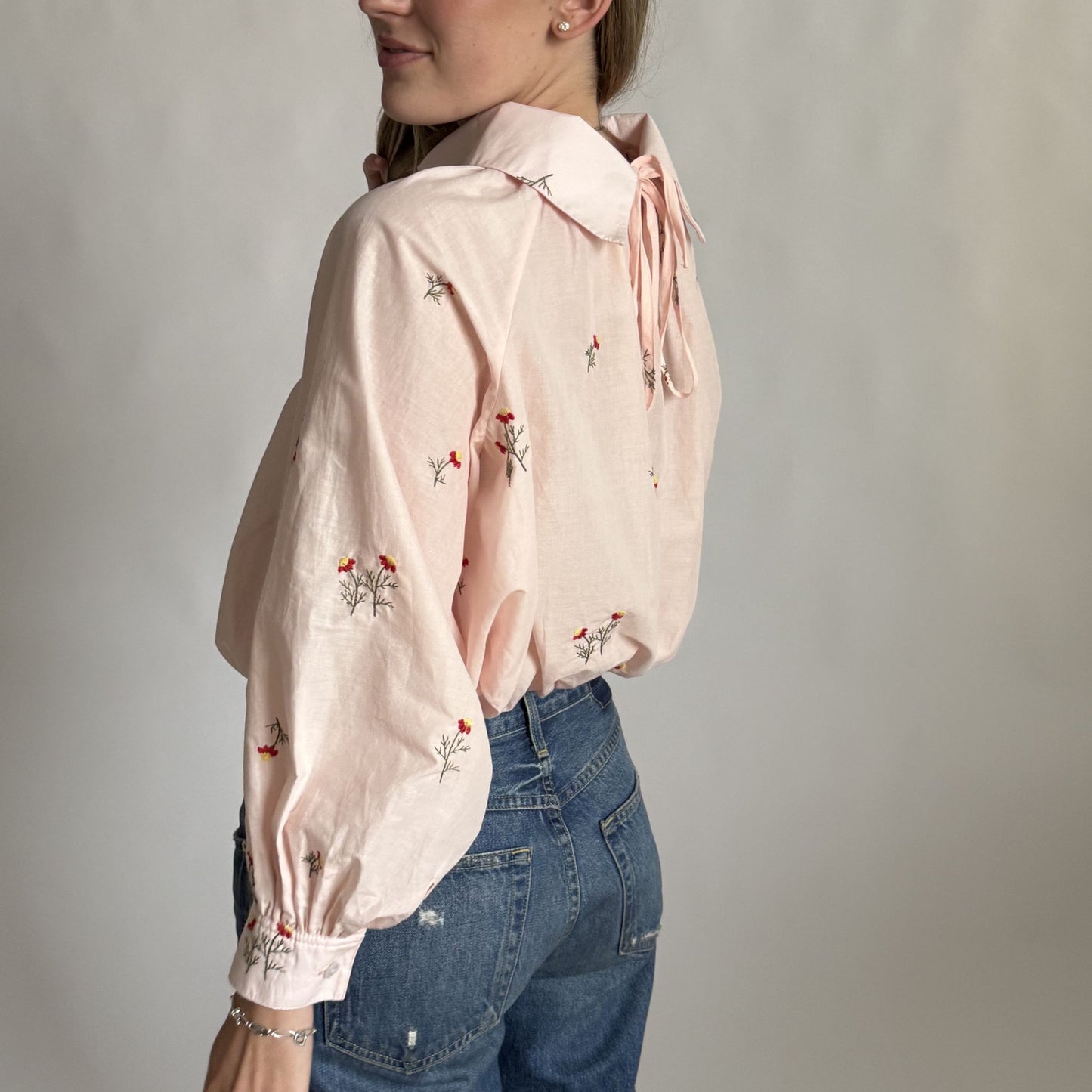 The Gwendolyn in Blush Pink Embroidered Cotton