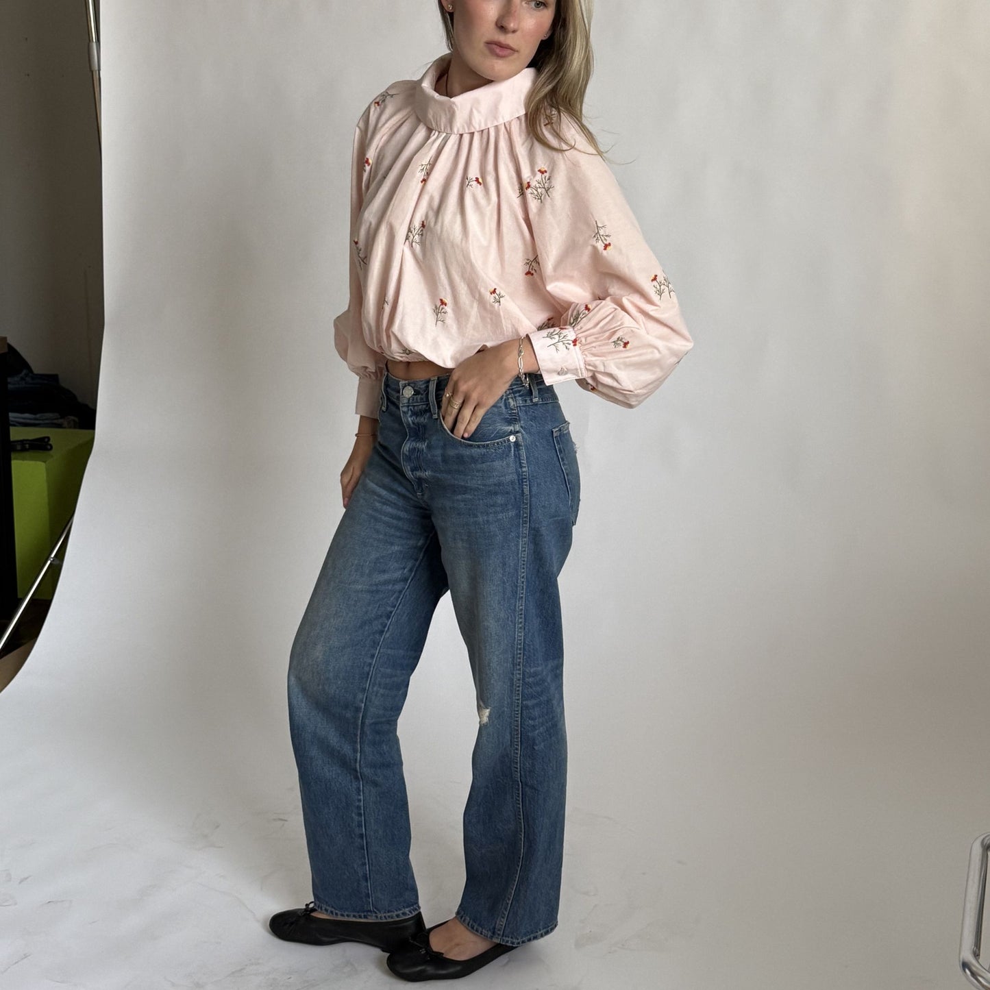 The Gwendolyn in Blush Pink Embroidered Cotton