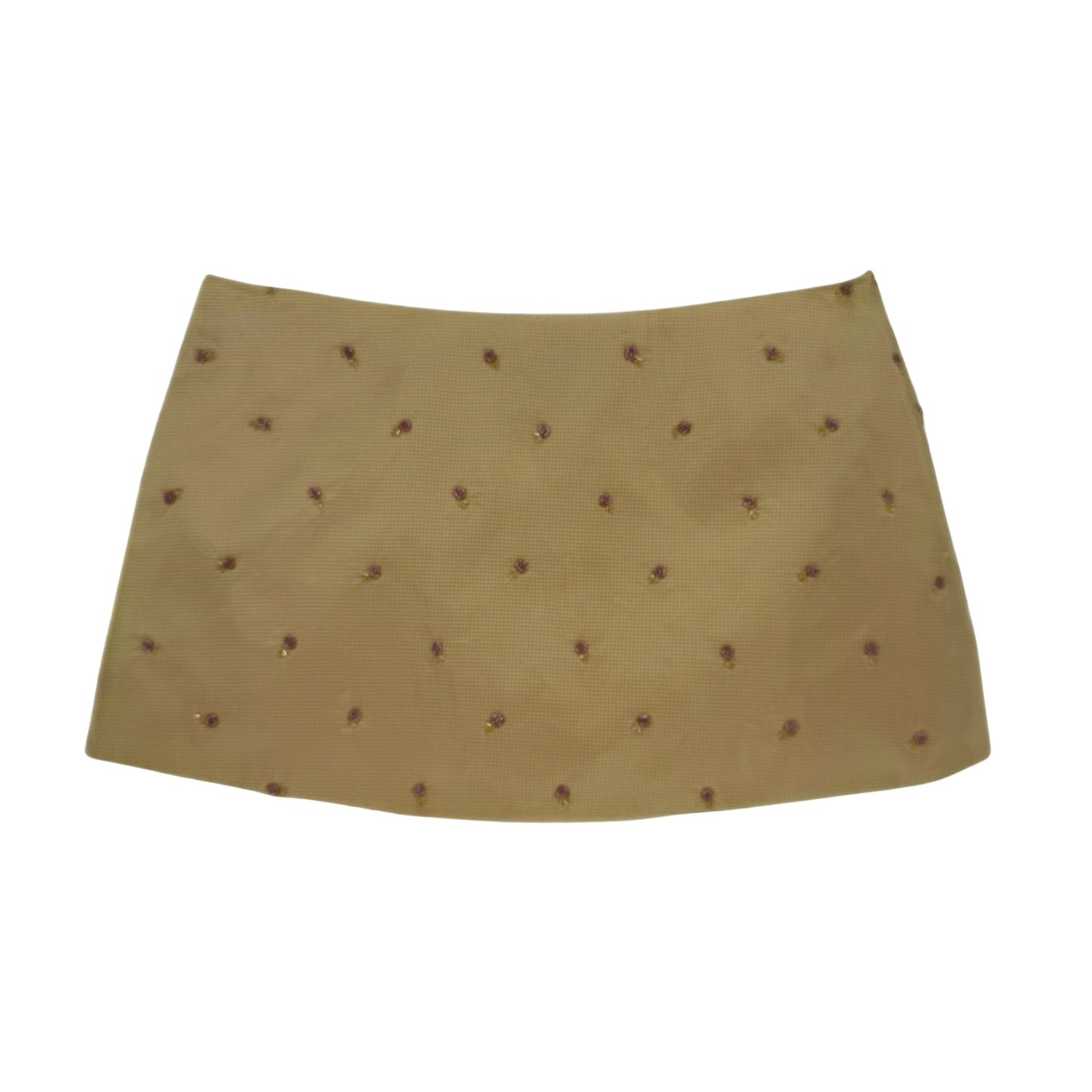 The Ava Mini Skirt in Beaded Yellow Taffeta
