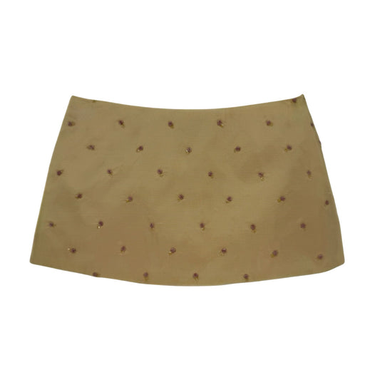 The Ava Mini Skirt in Beaded Yellow Taffeta