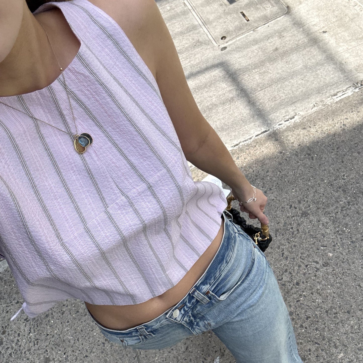 The Ashleigh Mini Top in Pink and Brown Stripe