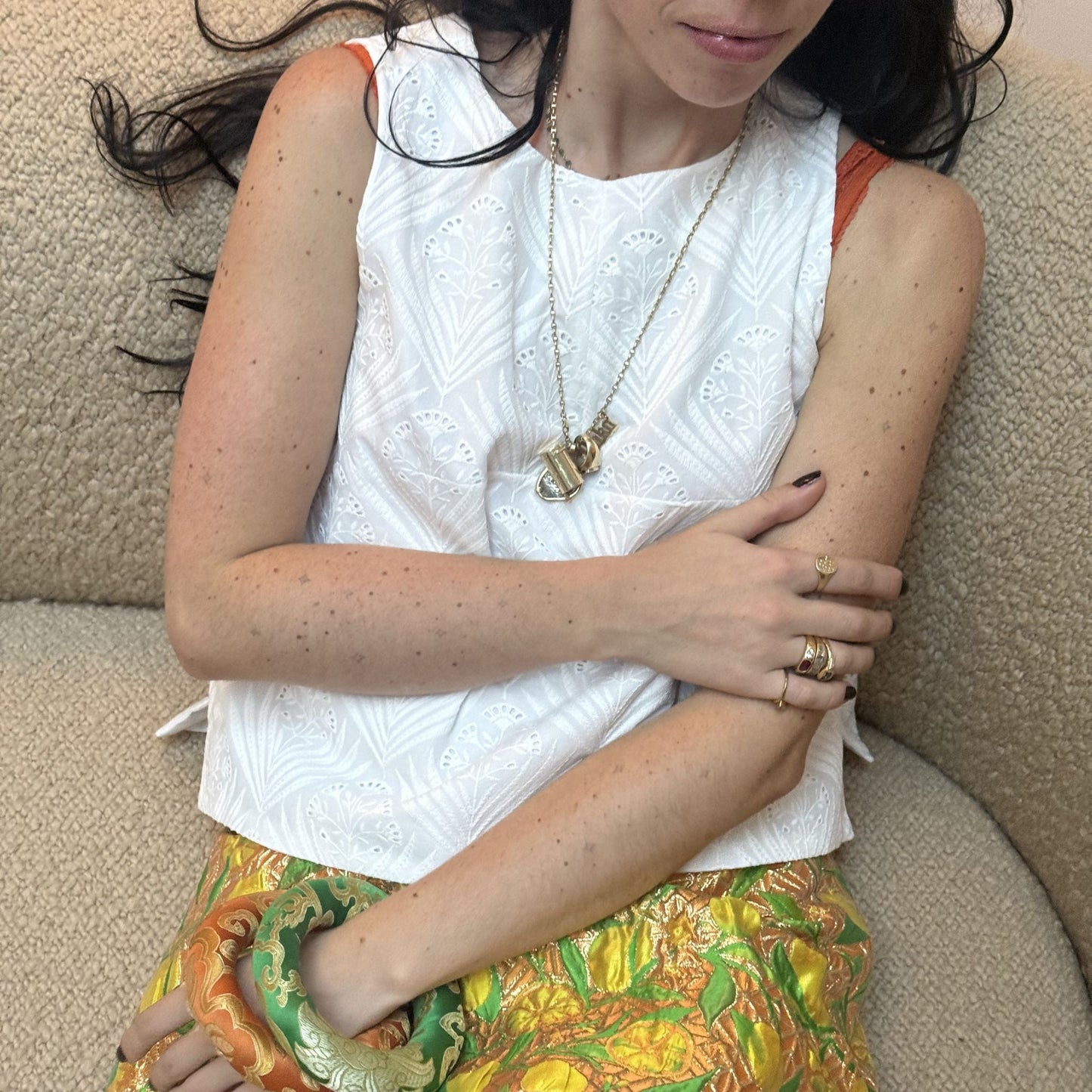 The Ashleigh Mini Top in White Fern Eyelet