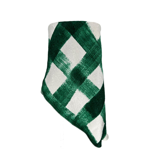 Martha Skirt in Green Jumbo Gingham Silky Brocade