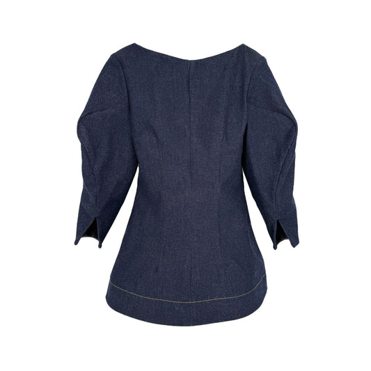 Janice top in Denim With Gold Stitching