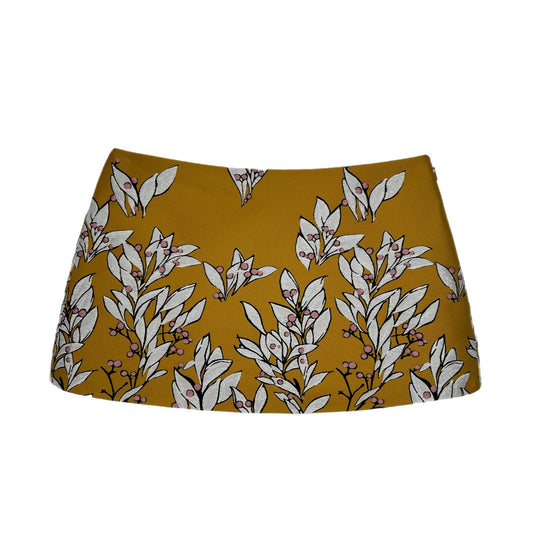 Ava Mini Skirt in Yellow Jacquard with Pink Berries
