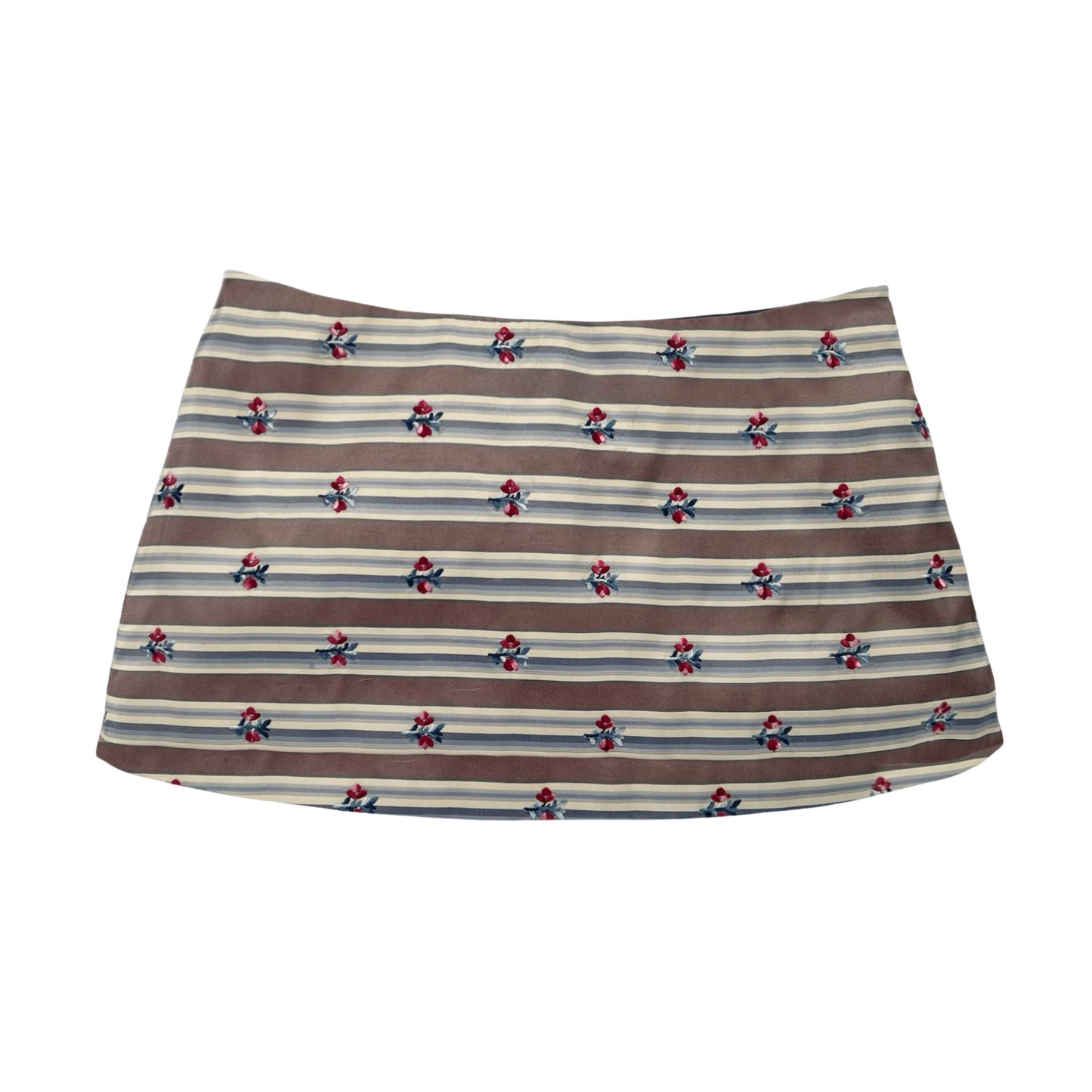 Ava Mini Skirt in Striped Floral Taffeta