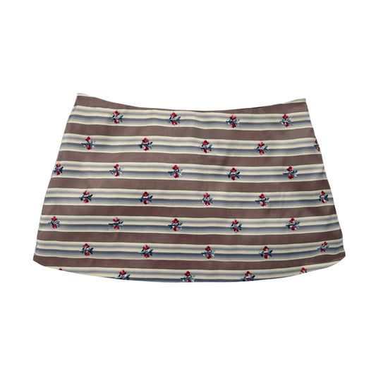 Ava Mini Skirt in Striped Floral Taffeta