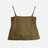 The Bitsy Tank in Moss & Purple Gingham with Vintage Beads