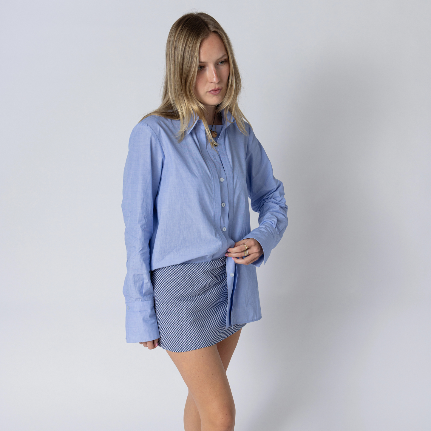 The Charlie Button Down in Sky Blue Poplin