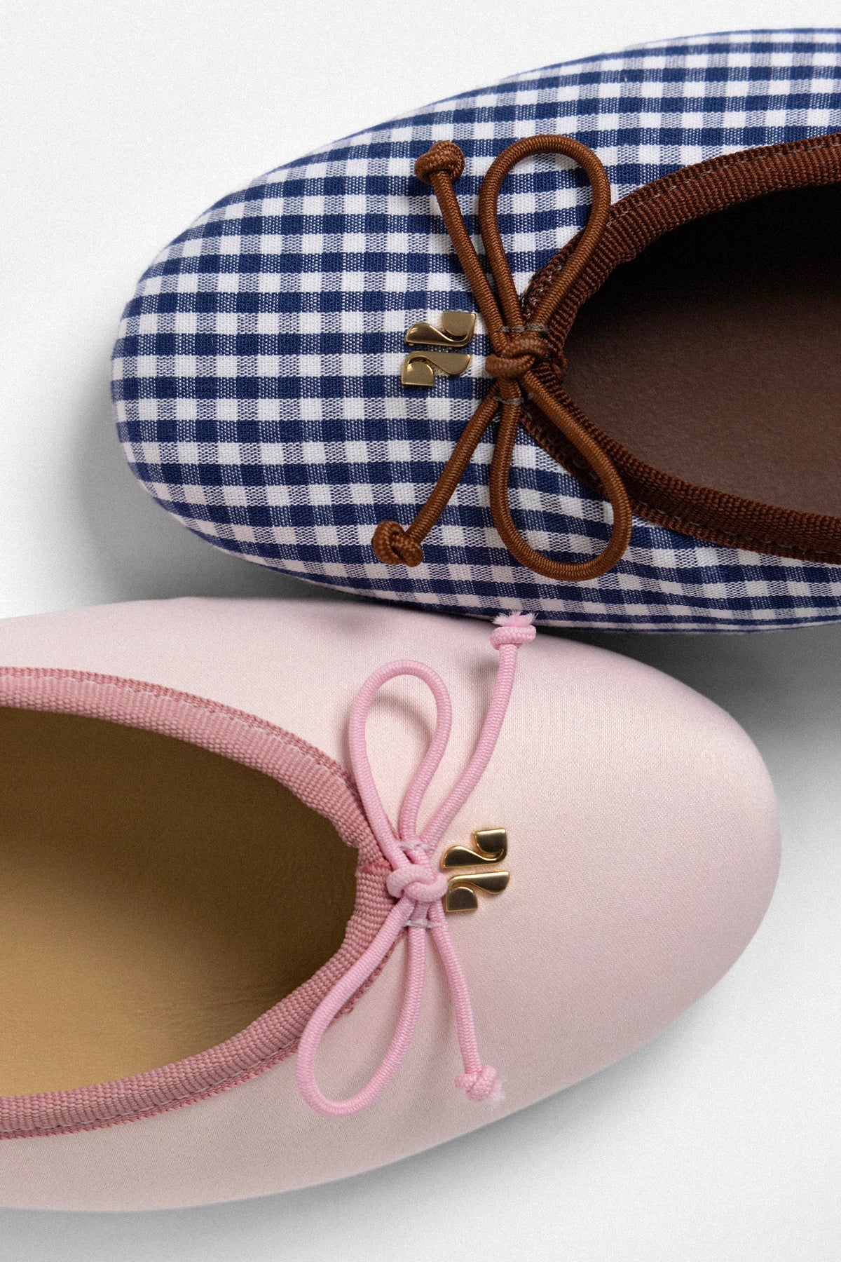 Pavlova Ballet Flat Navy Gingham with Chocolate Trim