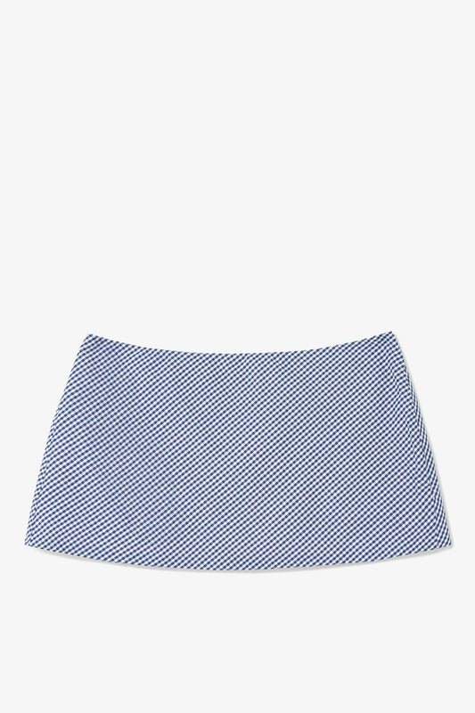 Ava Mini Skirt Navy Gingham Cotton