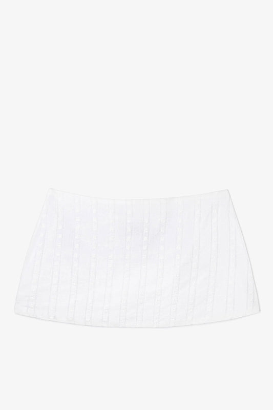 Ava Mini Skirt Striped White Cotton