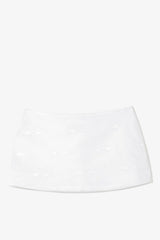 Ava Mini Skirt White Embroidered Fish Cotton
