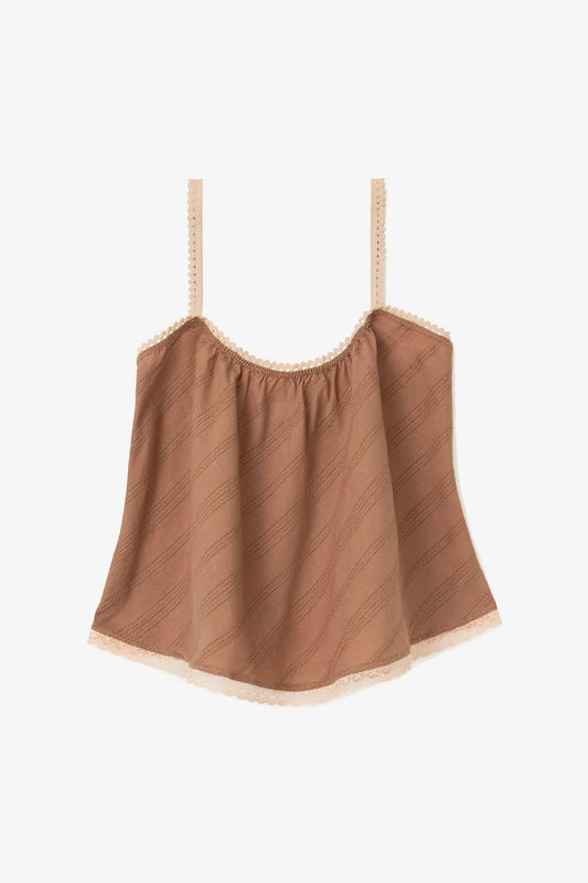 The Perfect Tank Top Mocha Striped Cotton