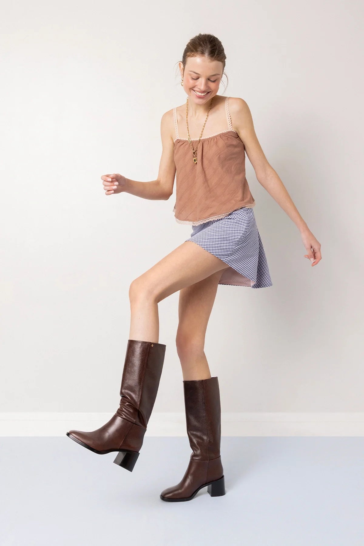 The Perfect Tank Top Mocha Striped Cotton